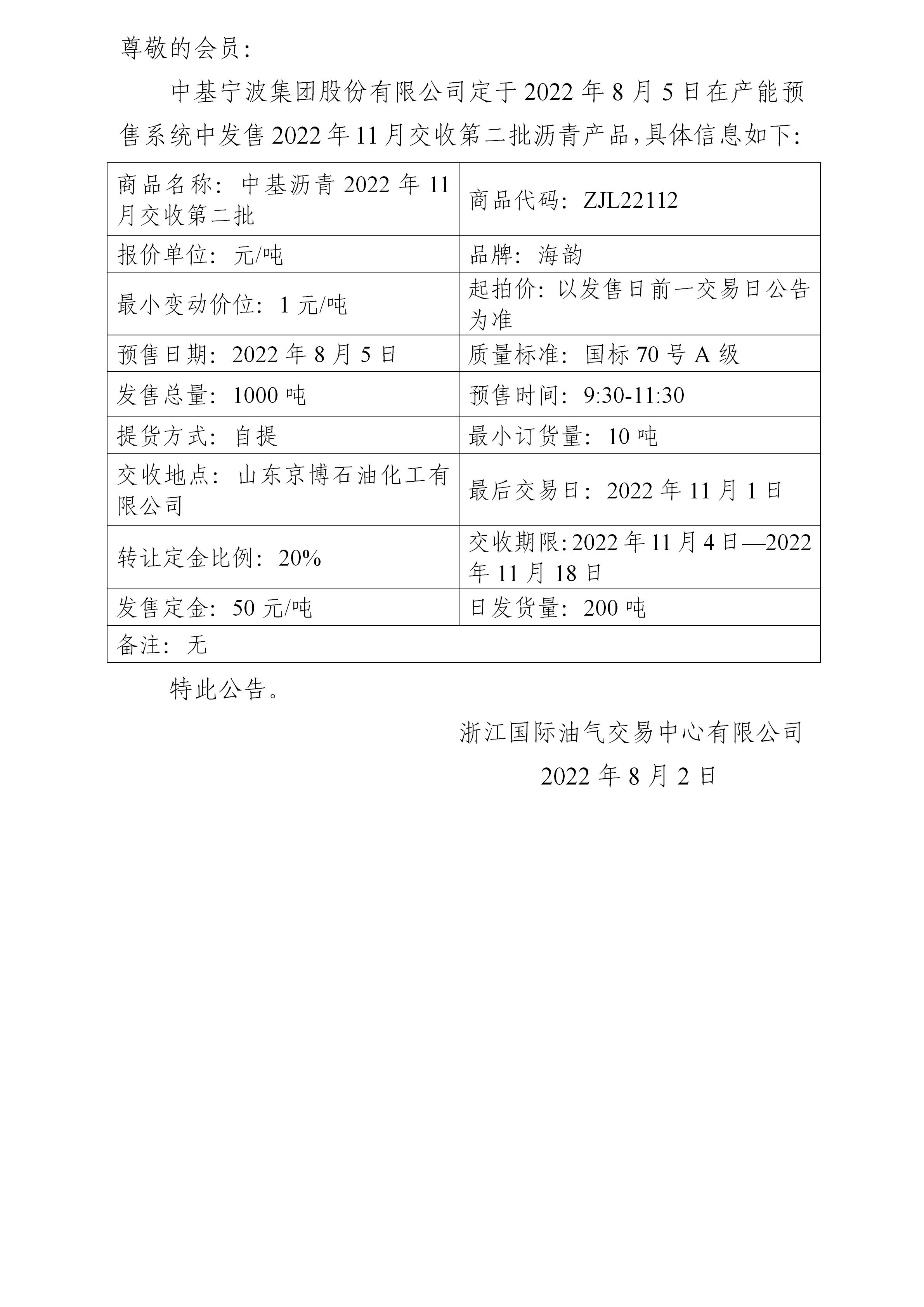 关于中基宁波集团股份有限公司预售2022年11月交收第二批沥青产品的公告(1)_01.jpg