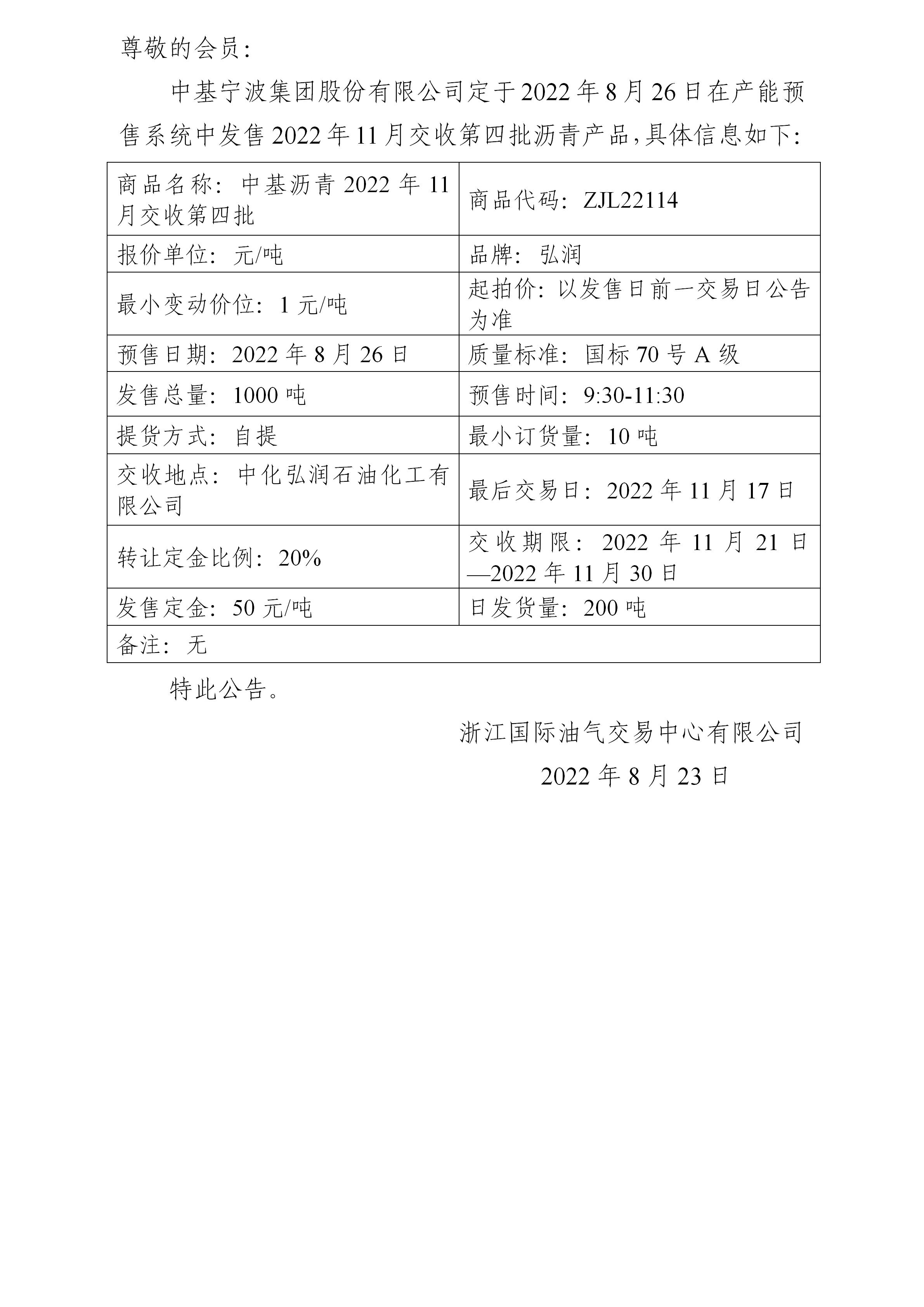 关于中基宁波集团股份有限公司预售2022年11月交收第四批沥青产品的公告_01.jpg