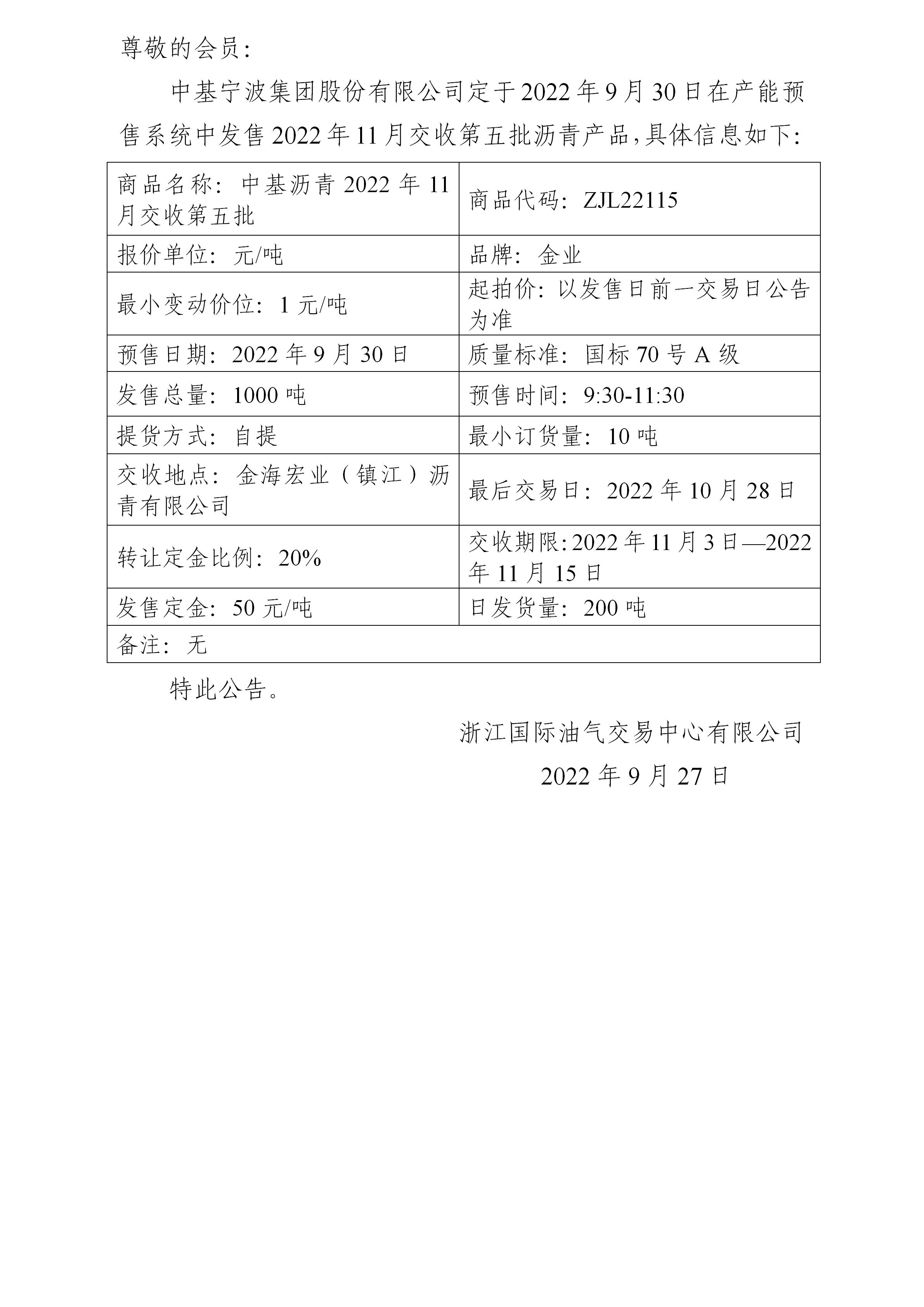 关于中基宁波集团股份有限公司预售2022年11月交收第五批沥青产品的公告_01.jpg