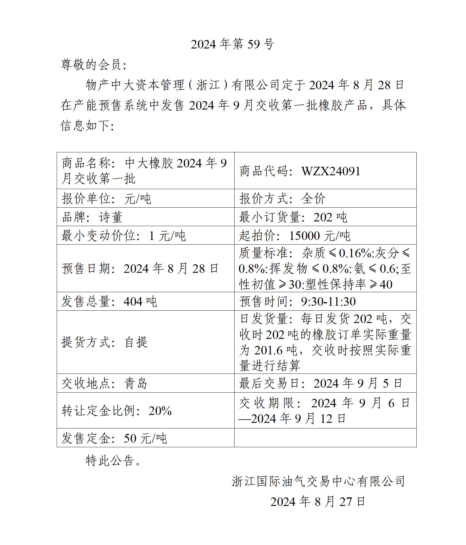 关于物产中大资本管理（浙江）有限公司预售2024年9月交收第一批橡胶产品的公告_01.jpg