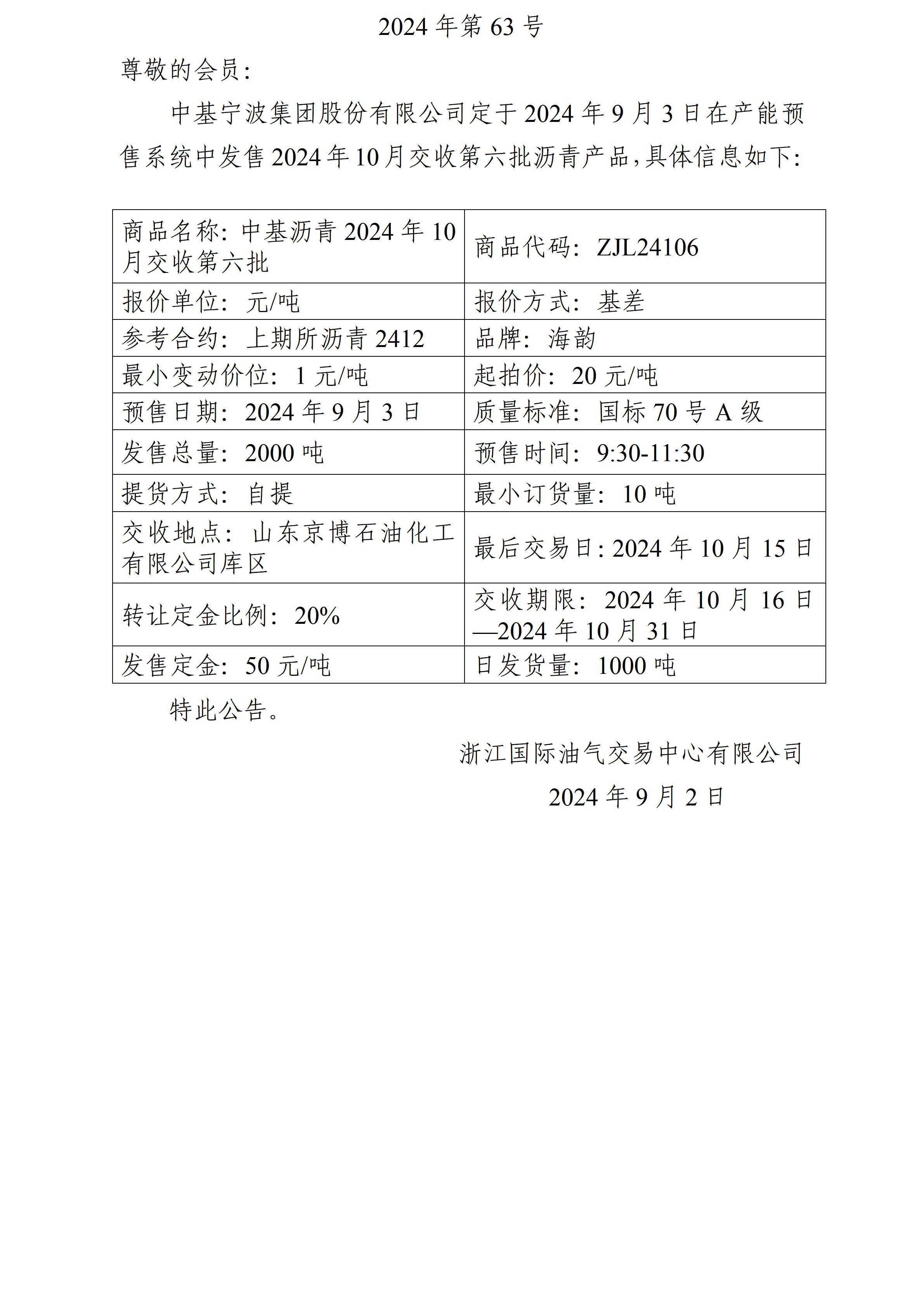 关于中基宁波集团股份有限公司预售2024年10月交收第六批沥青产品的公告_01.jpg